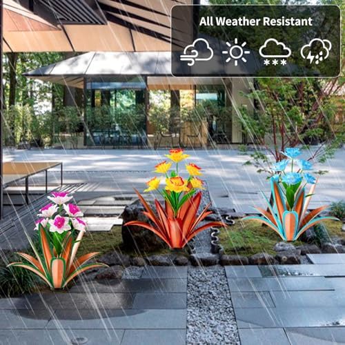TOMBABY Huge Metal Agave Plants Outdoor Decoration Outdoor Garden Decorated with Flowers Mexican Yard Art Plant Garden Gift (red 1 Pack) - Image 5