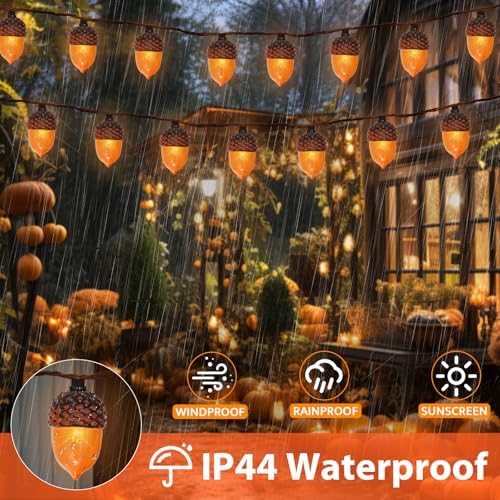 Couah Fall Decor Acorn String Lights, 8.5 FT 3D Acorn Lights with 10 LED Acorn Plug in Fall String Lights for Indoor and Outdoor Home Bedroom Autumn Party Harvest Fall Decorations - Image 4
