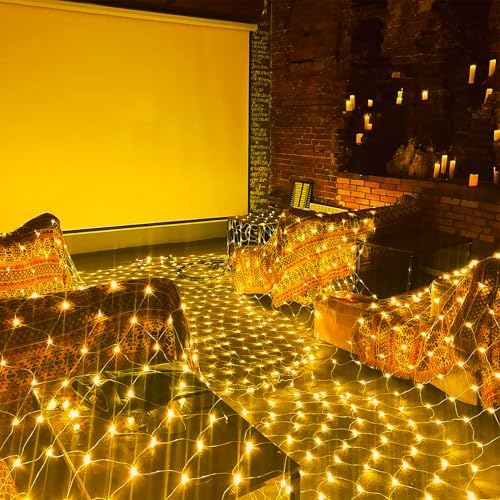 JMEXSUSS 360 LED Net Lights Outdoor, 12ft x 5ft, Plug in, Warm White - Image 2