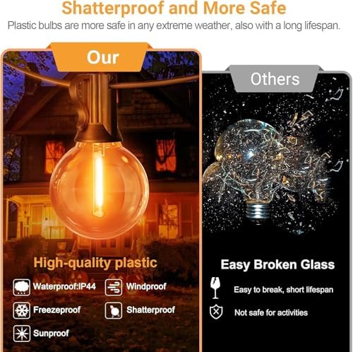 LAMPHOME Globe Outdoor Halloween String Lights,2 Pack 26FT Patio Lights with 12+1 Edison Shatterproof Bulbs, Connectable Dimmable Waterproof for Backyard Porch Halloween Decor, Orange Green Purple - Image 4