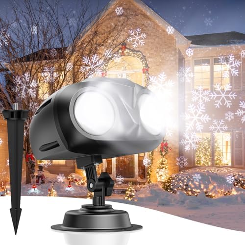 Double Head Christmas Snowflake Projector Light Outdoor, Outside Christmas Decorations Lights with Remote Control, Suitable for Indoor Garden Patio (L) by Unknown