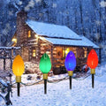 C9 Christmas Pathway Stake Lights, 7Ft String Lights with 4 Jumbo C9 Multicolor LED Bulbs, Stake, Christmas Decorations for Outdoor Garden Walkway by Doratale