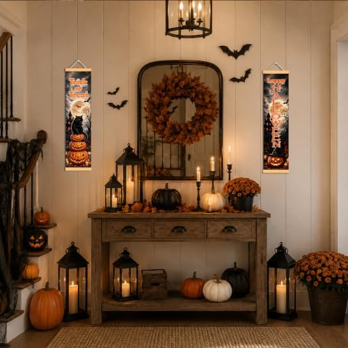 Black Cat Halloween Door Banner Set of 2, Halloween Porch Decor for Home - Image 6