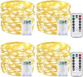 4 Pack 60 LED Fairy Lights Battery Operated with Remote, 20 FT Warm White by BOSSERN