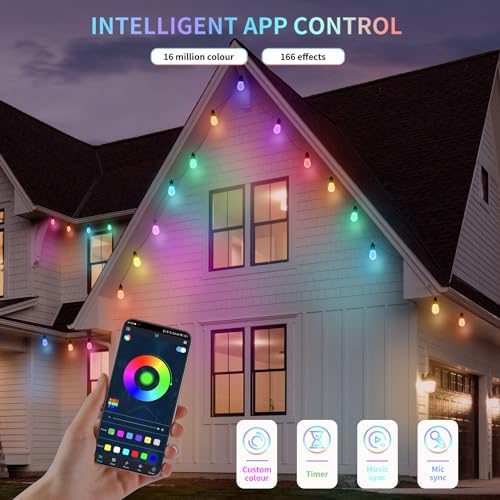 CAWWS Outdoor String Lights 100FT, Color Changing Patio Lights, Waterproof - Image 4