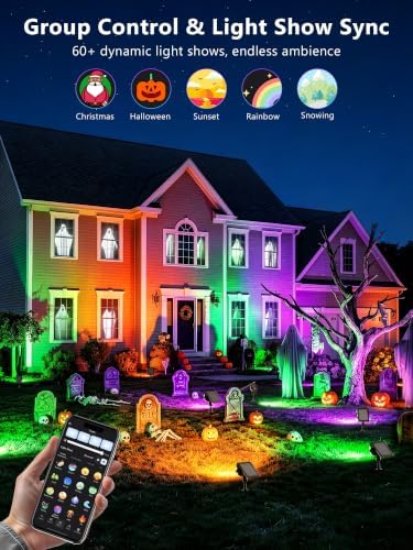 Brizled Smart Halloween Solar Spot Lights Outdoor, 6 Pack RGB Spotlights - Image 2