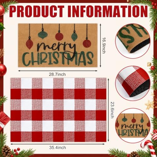 Tinideya 2 Pcs Christmas Layered Doormat Set, Merry Christmas Ornaments - Image 2