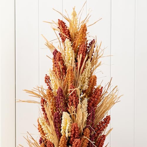 Glitzhome 2 PCS 38”H Fall Porch Tree, Artificial Sorghum Porch Tree Harvest Decoration with Black Planter, Indoor/Outdoor Seasonal Decor for Porch, Garden, Entryway - Image 7