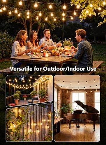 Brightown Outdoor String Lights, 55FT 17 G40 Bulbs Shatterproof Patio Lights, Waterproof Dimmable Hanging Connectable Globe LED Outdoor Lights for Backyard, Bistro, Porch, Deck, Balcony - Image 6