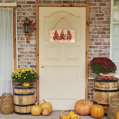 Happy Fall Y'all Decor Fall Decorations for Home Gnomes Fall Decorations Fall Porch Decor Fall Rustic Pumpkin Decor Fall Wall Art Decor Fall Hanging Decor for Front Door 12 x 6 Inch - Image 7