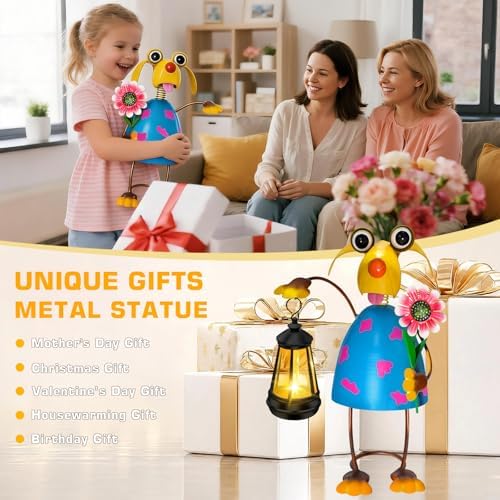 EDOF Solar Garden Lights 13.38in Metal Dog Statue with Solar Lantern Lights - Image 4