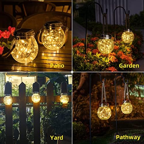 ROSHWEY Solar Lantern Gifts for Women, 4 Pack Hanging Garden Decor Lights Outdoor Waterproof with 30 LED for Halloween Christmas Easter Gift - Image 2
