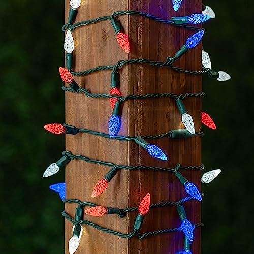 Novelty Lights 24FT 70 LED C6 USA String Lights, Red, White & Blue Set - Image 4
