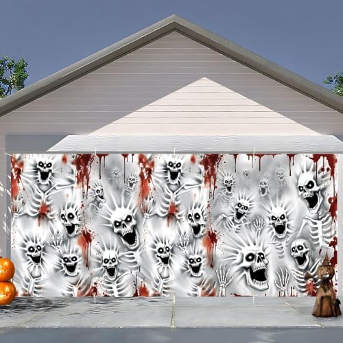 7 x 16 ft Skull Collage Halloween Garage Door Decorations Halloween decorations Door Cover, Hanging Banner for Home, Outdoor, Indoor, Spooky Party, Wall, Window - Image 5
