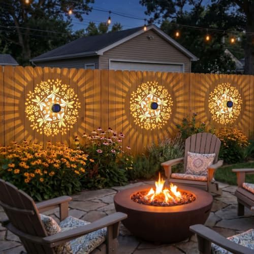 Gardsee Solar Fence Lights 6 Pack Solar Deck Lights Waterproof LED Solar Powered Step Light Wall Lights Outdoor Decorations Warm Yellow Light Decorative Lighting for Garden (Black 8) - Image 2