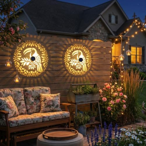 Gardsee Solar Fence Lights Outdoor 2 Pack Deck Step Wall Lights Butterfly Metal Waterproof LED Warm Yellow Light for Garden Post Patio Backyard Yard Decor (Black 6) - Image 3