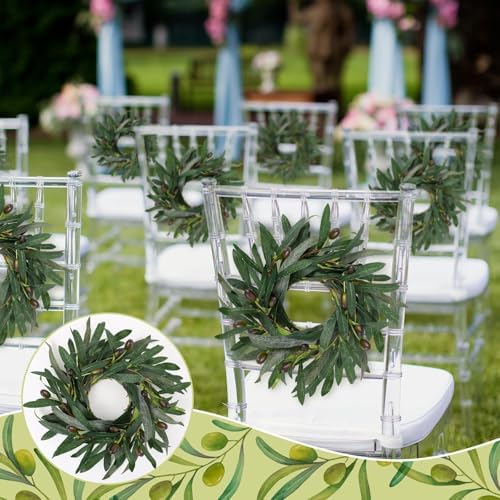 8 Pcs Artificial Green Olive Wreaths Greenery Wreath with Olive Leaves Mini Green Kitchen Cabinet Wreaths Swag Spring Summer Wreath for Front Door Porch Wall Window Farmhouse Wedding Decoration - Image 6