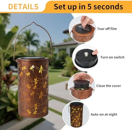 2Pack Dragonfly Solar Lanterns Outdoor Waterproof, Birthday Gifts for Women - Image 6