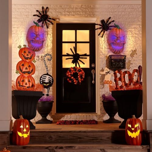 2Pcs Halloween Pumpkin Porch Light Covers, Pumpkin Light Covers Halloween Decorations Outdoor Garage Lights Fixtures Cover Fall Porch Decor for Porch, Front Door, Wall Lamp (Purple) - Image 6