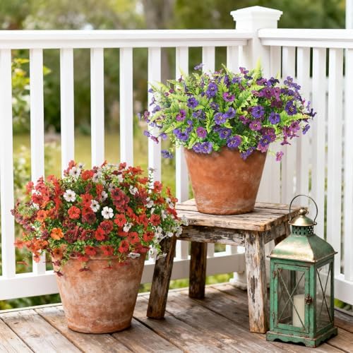 Hommyea Fall Artificial Fake Mums Flowers Plant for Outdoor Faux Home Decor - Image 5