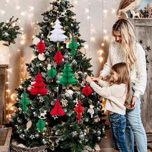Christmas Paper Honeycomb Ornaments, 12 Pcs - Image 4
