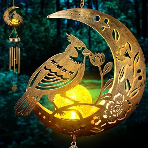 Moon Cardinal Wind Chime for Outside - Exquisite Vermilion Bird, Handmade Aluminum Wind Chimes for Garden/Lawn, Soothing Zen Decor, Perfect Asian-Themed Gift for Housewarming & Meditation Spaces - Image 3