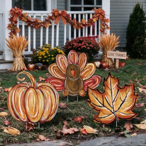 Smile Thanksgiving Yard Signs With Stakes, Turkey Pumpkin Maple Lawn Sign, Corrugated Plastic Waterproof Outdoor Decorations For Yard Garden Porch Party Decor - Image 3