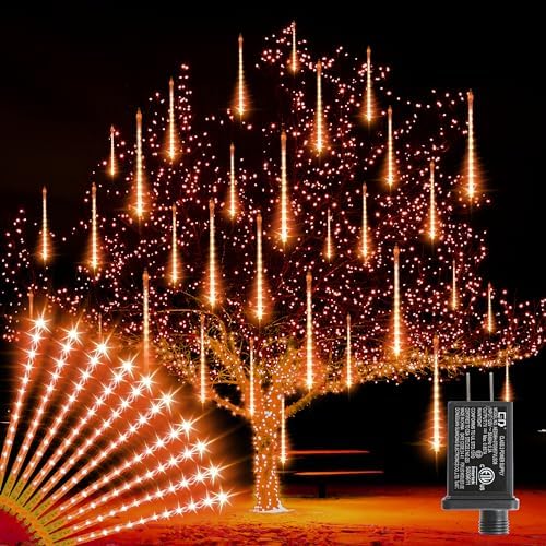 LAMPHOME Halloween Lights Outdoor,12-inch LED Meteor Shower Icicle Lights, 10 Tubes 240 LED String Lights. Waterproof Plug, Shower Rain for Xmas Tree Yard House Decor Orange - Image 5