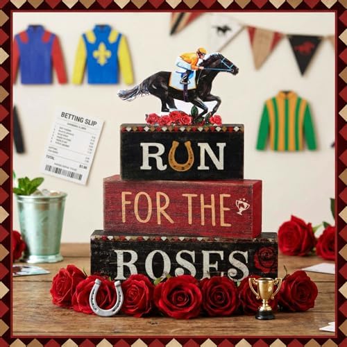 Yuntau 4 Pcs Derby Day Horse Centerpieces Wooden Table Signs Racing - Image 2