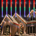 WATERGLIDE 16 Icicles Meteor Shower Lights, 12" Outdoor Christmas Icicle 384 SMD LED Crystal Ice Falling, Connectable Raindrop, Xmas Winter Party Tree Holiday Decor, Multicolor by WATERGLIDE