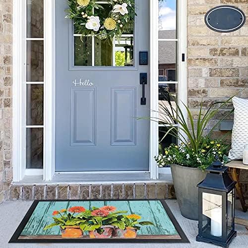 Spring Doormat, 17 x 30 Inch, Non-Slip Washable Outdoor Rug for Indoor Outdoor Home Decorations, Floral Design - Image 2