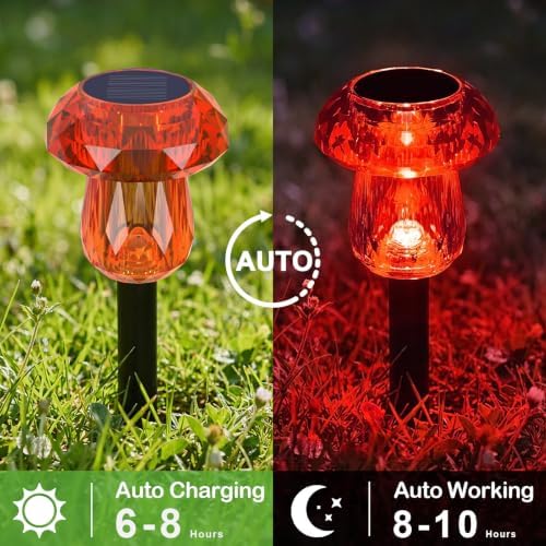 Solar Halloween Lights Outdoor 8 Pack Red Garden Mushroom Decor - Image 3