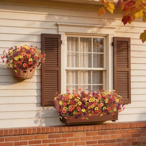 Hommyea Fall Artificial Fake Mums Flowers Plant for Outdoor Faux Home Decor - Image 4