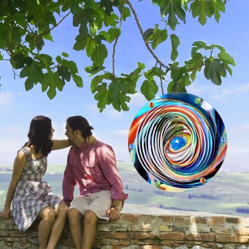 FONMY Mandala Wind Spinner w/Crystal Ball-Blue Plenet 3D Stainless Steel Hanging Spinners Worth Gift Christmas Decoration Indoor/Outdoor Garden Décor Kinetic Yard Art 12 Inches Wind Sculpture - Image 6