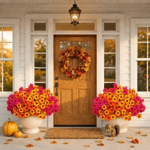 Geegoods 12 Bundles Artificial Fall Petunia Flowers for Outdoor Planters - Image 2