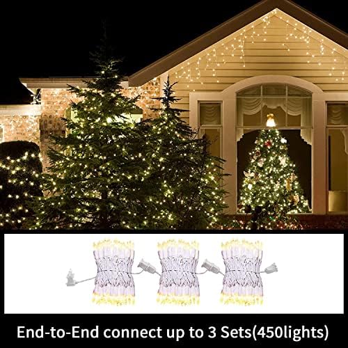 LAMPHOME Christmas Lights 2PACK 150count Mini Clear Lights White Wire Christmas Tree String Lights Set for Outdoor Indoor Christmas Decorations Wedding Valentines Day Decor,UL Certified （31.9ft X2） - Image 7