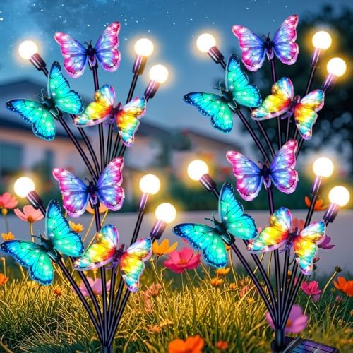 Solar Garden Lights Outdoor, Butterfly Firefly Lights 4 Pack, Waterproof by ZFNN