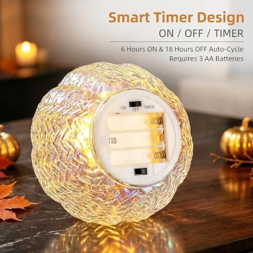 Fall Decor,Mercury Glass Light up Pumpkin Lights with Timer(Colorful) - Image 5