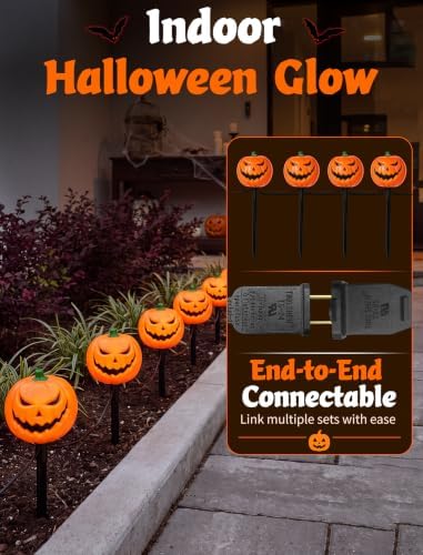 Halloween Outdoor Pathway Lights, 4-Pack LED Pumpkin Stake Lights - Image 4