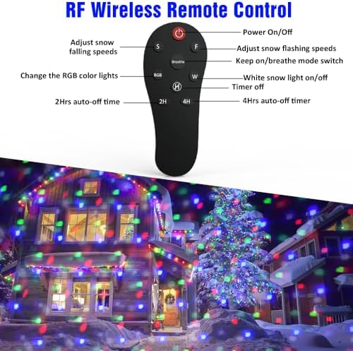 Christmas Halloween Projector Lights Outdoor,Indoor 15 Colors Snowfall Rotating Falling Snow Projector with Remote and Timer,Waterproof Landscape Lights for Home Yard Garden Window Christmas Decor - Image 5