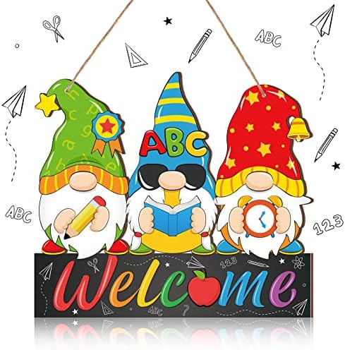 Panelee Back to School Decorations, Gnomes Welcome Sign for Front Door by Panelee