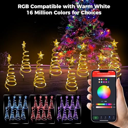 8 Pack Christmas Pathway Lights Outdoor, Spiral Christmas Tree Path Lights, Christmas Yard Decorations Outdoor - Image 3