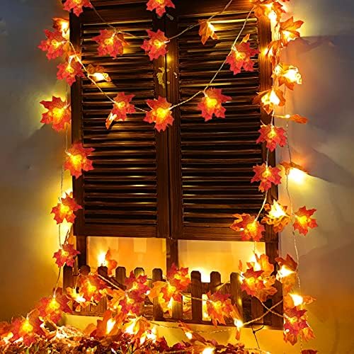 Fall Decor 2 Pack Fall Garland with Lights Enlarged Maple Leaves 20Ft 40LED - Image 4