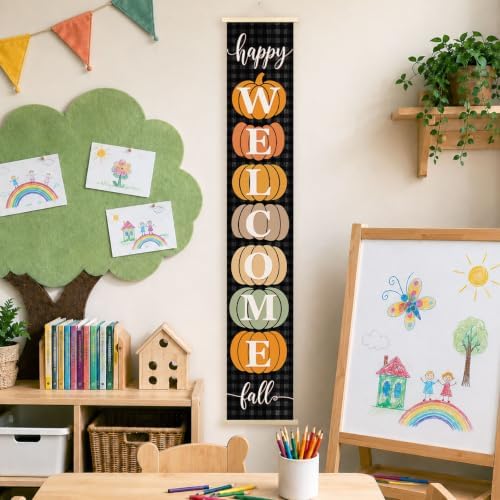Happy Fall Pumpkin Welcome Porch Door Banner Wall Decorations 8x47 - Image 3