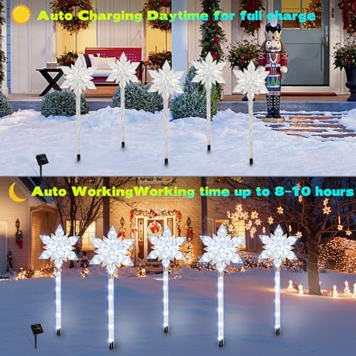 20 Pack Snowflake Solar Christmas Pathway Lights - Image 4