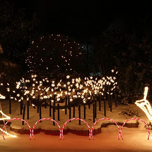 10 Pack 17" 160LED Pathway Lights Outdoor - Candy Cane Lights Lighted Waterproof for Yard Sidewalk Walkway Markers Arch Lawn Stake Light with 11-Functions (RED and White) - Image 2