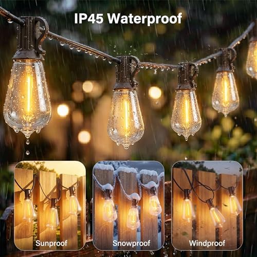 Ollny Outdoor String Lights 66FT, Shatterproof Connectable Patio Lights with 25 ST38 Edison LED Bulbs, 2200K Warm White Waterproof Outside Hanging Lights for Backyard, Gazebo, Porch, Balcony, Bistro - Image 4