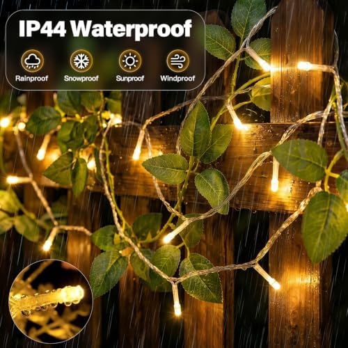 Ollny 120LED 40FT String Lights, Waterproof Connectable Fairy Lights with Timer 8 Modes, Warm White Plug in Indoor Light for Bedroom Classroom Outdoor Wedding Christmas Party Decorations - Image 5