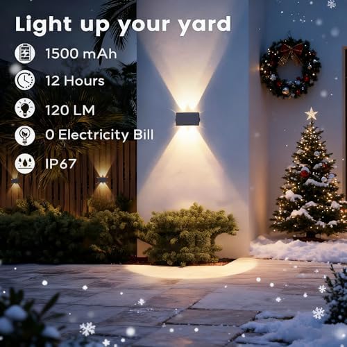 Solar Lights Outdoor Waterproof IP67, WarmWhite Solar Wall Lights Outdoor with Flexible Up and Down, Fence Lights Solar Powered Dusk to Dawn for Patio, House, Garage, Porch, Garden, Door (6 Pack) - Image 4