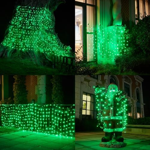 Dirnun Led Christmas Net Lights Green Outdoor Christmas Lights 160LED 5ftx7ft, Waterproof Outdoor Indoor Fairy Mesh Net Light for Xmas Party, Yard, Patio, Trees, Shrubs, Bushes Decorations - Image 6
